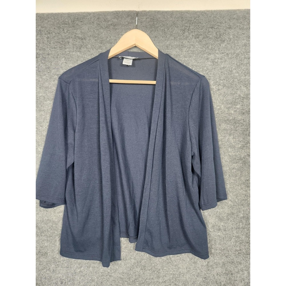 NorthStyle Cardigan Sweater Womens Large Blue Open Front 3/4 Sleeve Knit USA